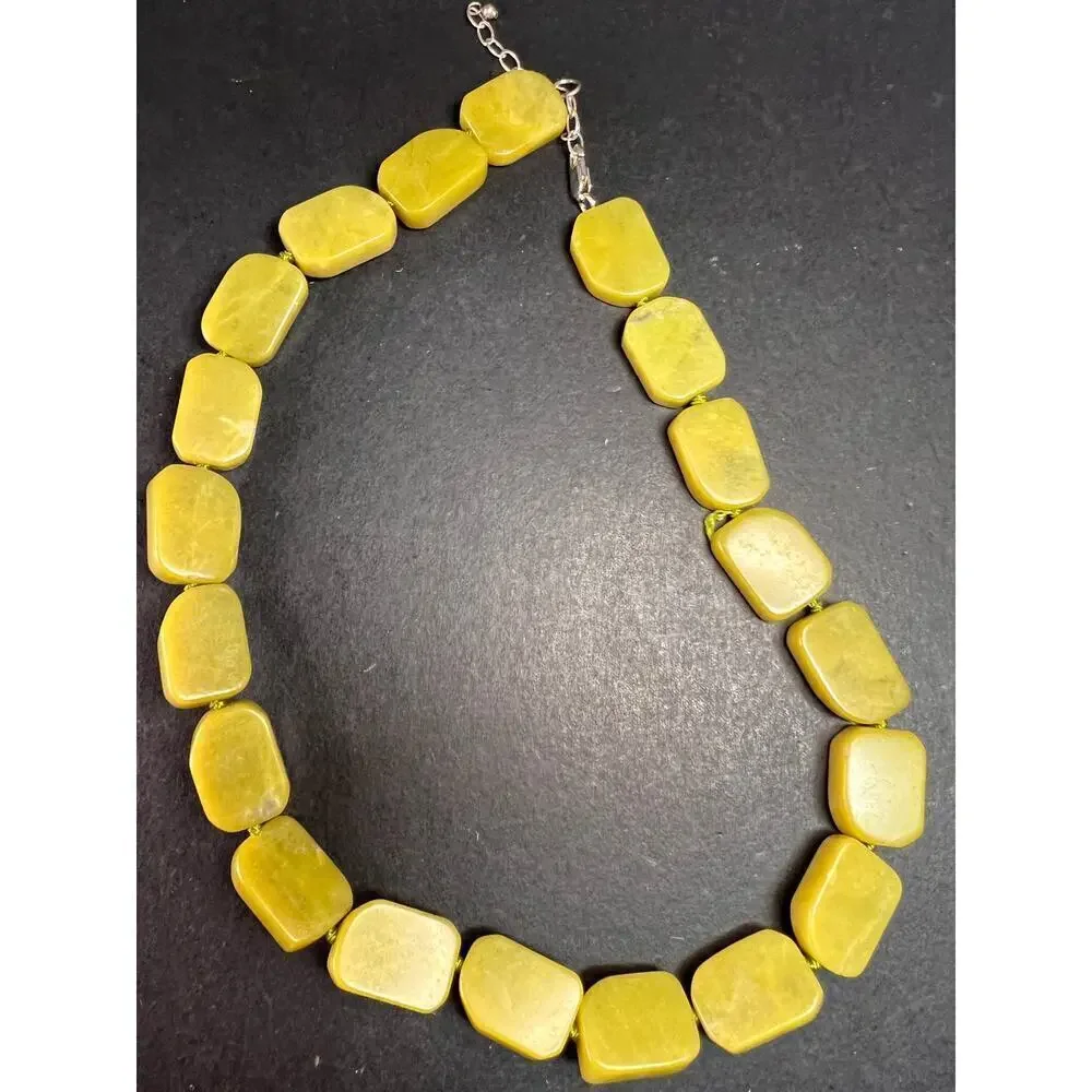 NEW olive serpentine necklace with sterling silver clasp
